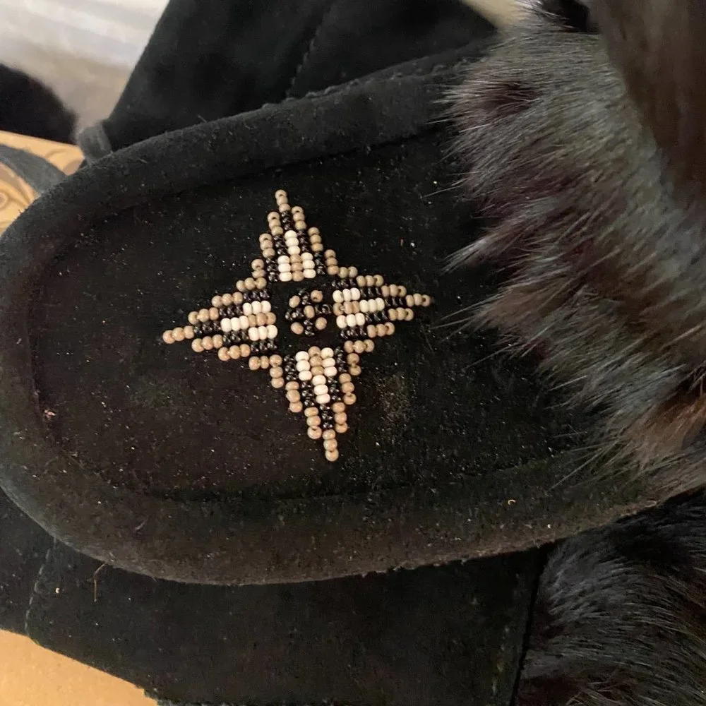 MANITOBAH MUKLUKS CANADA SNOWY OWL WATERPROOF BLACK WINTER HIGH FASHION BOOT 8 - Picture 10 of 16
